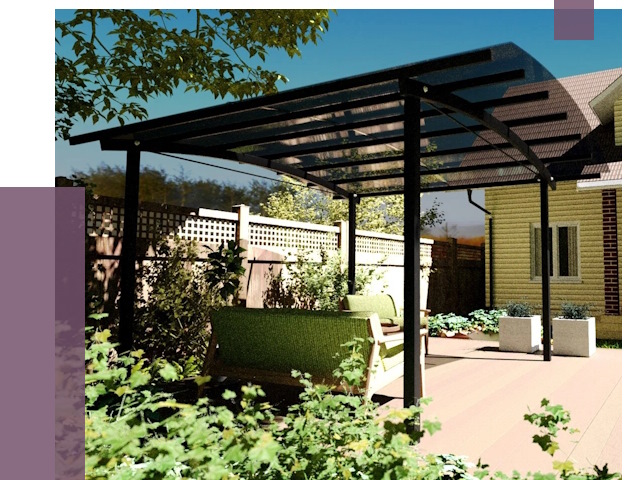 Навесы для террасы в Усинске от 13053 руб. под ключ | ПРОЛЁТ-Снс