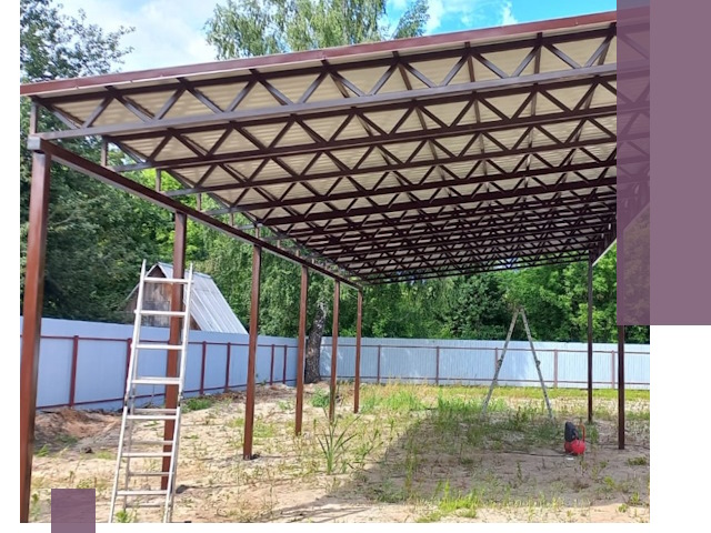 Односкатные навесы под ключ в Усинске — изготовление и монтаж