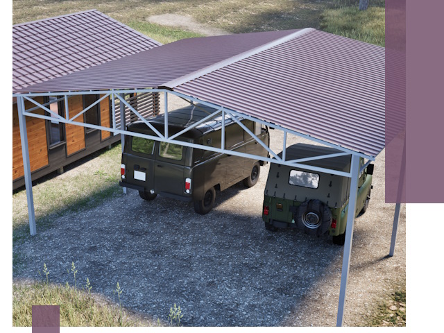 Двускатные навесы под ключ в Усинске — изготовление и монтаж