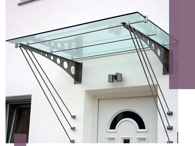 Козырьки над входом под ключ в Усинске — изготовление и монтаж