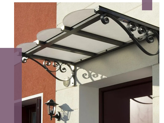 Односкатные козырьки в Усинске от 8395 руб.  | ПРОЛЁТ-Снс